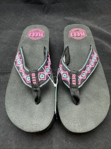 WOMENS REEF BLACK/MALIBU SANDY HI PLATFORM FLIP FLOP BEACH SANDALS SIZE 8 NWT - Picture 1 of 6