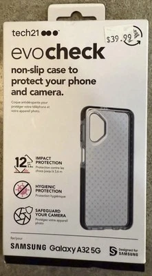 TWO CASES Tech21 Evo Check Case for Galaxy A32 5G Smoke Black  - Image 1 of 3