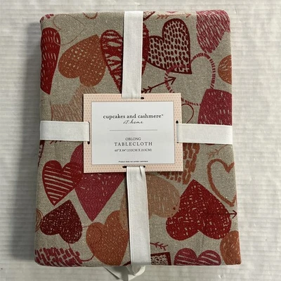 Cupcakes and Cashmere Tablecloth Abstract Mixed Heart Print 60x84 Valentines - image 1 of 4