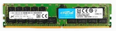 Crucial Micron 16GB DDR4 2666 MHz ECC RDIMM Server RAM 2Rx4 MTA36ASF2G72PZ-2G6F1 - Image 1 of 2