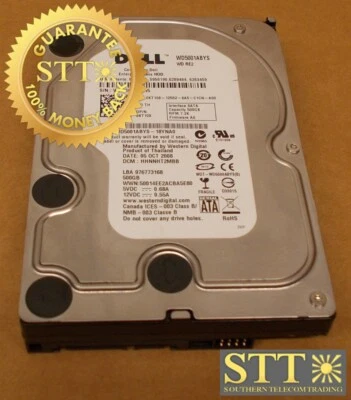 0KT108 DELL RE2 500GB 7200 RPM 16MB CACHE SATA II 3.5" HD WD5001ABYS-18YNA0 - Image 1 of 4