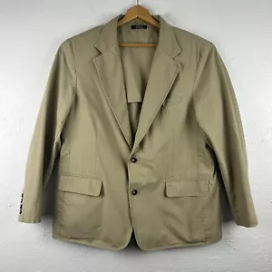 LL Bean Canvas Blazer Men Size 40S 2 Button Flap Pockets Tan 0 UX14 Safari Style - Picture 1 of 20