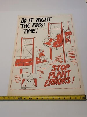 Vtg New Jersey Bell System Phone Company Poster, Project 65 Stop Plant Errors! - Image 1 of 4