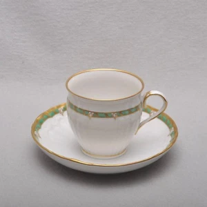 KPM Berlin, Coffee Cup Rocaille Decor 15 Green Band, 1.Wahl, Several Available - Picture 1 of 8