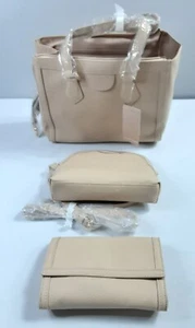 New, JUSTFAB Beige 3 Piece Satchel, Crossbody & Pouch Bags Set - Picture 1 of 19