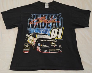 T-shirt vintage NASCAR uomo XL manica corta nera 2003 esercito Jerry Nadeau BX1 - Foto 1 di 18