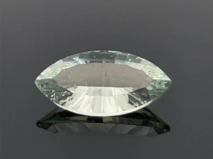 SCHMUCKJAGD SAMMLERSTEIN PRASIOLITH NAVETTE FACETTIERT 3,25 ct. - Bild 1 von 5