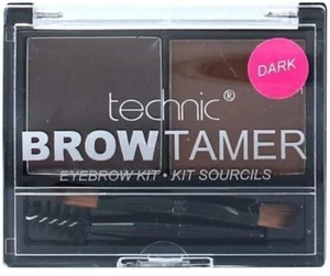 7 × Technic Brow Tamer Compact Eyebrow Kit Powder Wax Brow Definer Brush - Dark - Picture 1 of 1