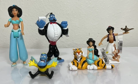 1992 Disney Aladdin Jasmine Genie PVC Figures Toppers Toys Figurines Lot Cover