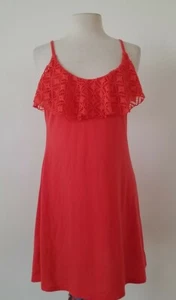 Xhilaration Womens Dress Size Small Fit Flare Orange Blue White Floral Shirring - Picture 1 of 5