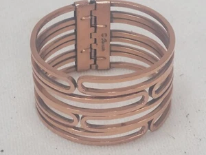 Vintage Renoir Signed Copper Bracelet Modernist Mid Century Clamp On Spring - Picture 1 of 8