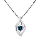 Maulijewels 1/4 Carat Natural Blue Diamond Pendant In 10K White Gold With 18"