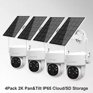 WiFi6 Solar Battery Powered Wireless Security Camera Sys Outdoor 3MP PTZ 4 PACK - Picture 1 of 11