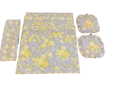 Set 6 tovagliette Laura Ashley 3 tovaglioli 2 porta pentole blu chiaro giallo Cottagecore - Immagine 1 di 4