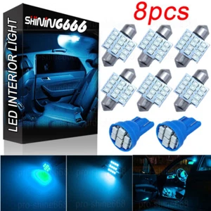 8x Ice Blue LED Bulb Map Dome License Plate Light Interior LED Package T10 31MM - Picture 1 of 9