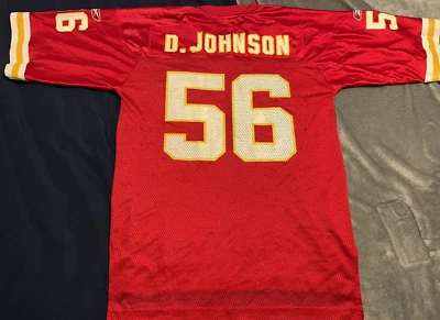 Vtg Reebok DERRICK JOHNSON #56 Kansas City Chiefs Jersey Mens Adult Medium M - Image 1 of 4