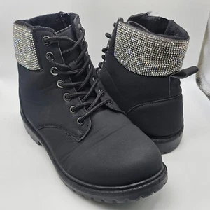 Black boots with rhinestones Boot Size 3 - Picture 1 of 6