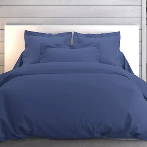 $290 ANNE DE SOLENE PARIS VEXIN QUEEN DUVET COVER VOLCAN ENCRU INK BLUE FRANCE - Picture 1 of 3