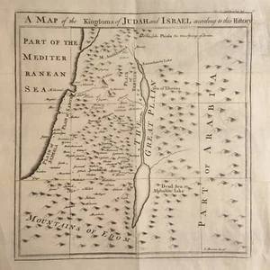 Holy Land c.1730 Engraved Map - The Kingdoms of Judah & Israel by Emanuel Bowen - Picture 1 of 3