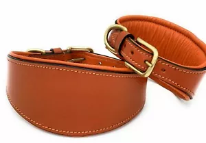 More details for whippet greyhound leather dog collar soft luxury padded and lined lurcher strong