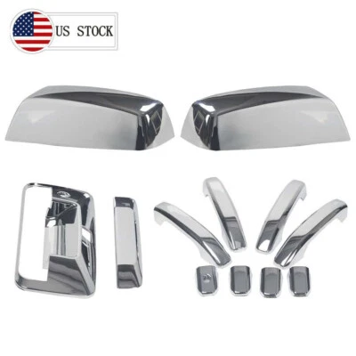 For 14-19 Chevy Silverado 1500 Chrome Door Handle+Mirror+Tailgate Cover+Cam Hole - Image 1 of 4