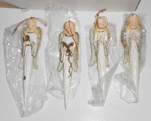 BOXED SET 4 PENCIL, ICICLE ANGEL CHRISTMAS TREE ORNAMENTS - 5" - EXCELLENT - Picture 1 of 4