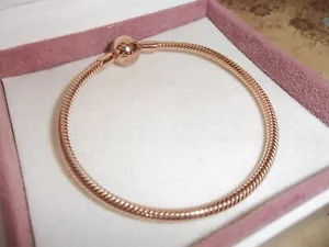 Genuine Authentic Pandora Rose Gold Moments Snake Chain Bracelet 580728 19cm - Picture 1 of 3