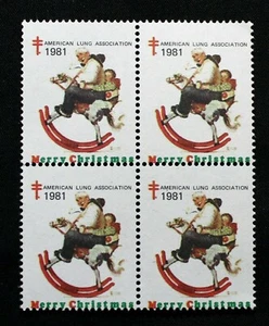 US-Briefmarken 1981 Vintage Weihnachtssiegel Mann & Kind auf Schaukelpferd GR15 - Bild 1 von 1