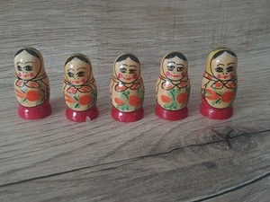Vintage Matryoshka Wooden Hand Painted Russian Nesting Dolls Set of 5 #1 - Picture 1 of 11