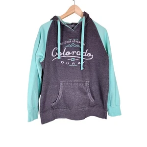 OURAY COLORADO Gray Teal Heavy Sporty Casual Hoodie SZ Youth L - Picture 1 of 8