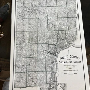 Detroit Michigan Wayne County Part Of Oakland And McComb Vintage Map Print - Picture 1 of 8