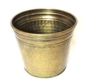 Vintage Hammered Brass Planter Round Flower Pot Holder India - Picture 1 of 6