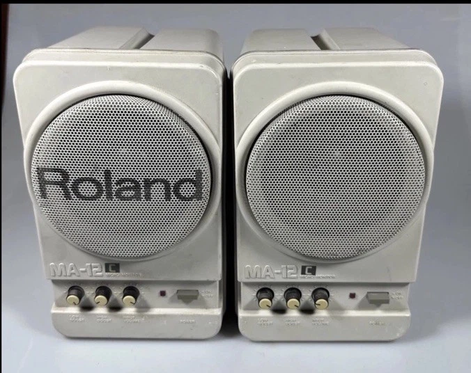 ⭐️Pair of Roland MA-12C Stereo Micro Monitor Speakers w/ Cables⭐️Tested Works⭐️ - Image 1 of 4