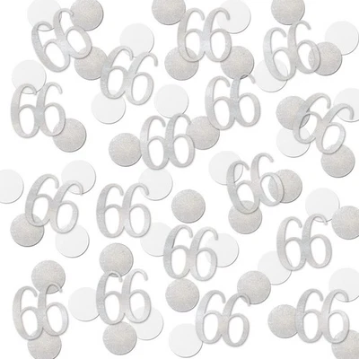 200 PIEZAS Confeti Plata Brillo 66, 66 Cumpleaños, Decoración de Mesa Aniversario Foto 1 de 2