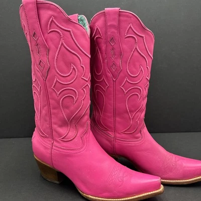 CORRAL Women's 11M Fuchsia Embroidery Snip Toe Western Boots (Z5138) - Image 1 of 4