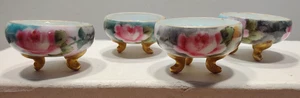 Set of 4 Made in Bavaria Hand Painted Roses Salt Dips Cellars - Picture 1 of 7