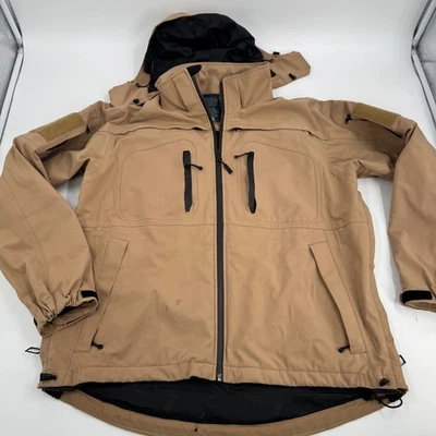 5.11 Tactical Sabre Series Men's Khaki Waterproof Hooded Jacket Size Large READ - Image 1 of 4