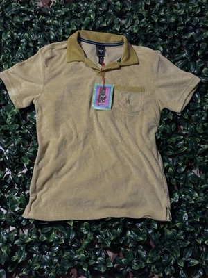 Polo Houston Blanco Para Hombre Amarillo Mostaza Cuello Manga Corta Bolsillo Talla SM NUEVO CON ETIQUETAS Foto 1 de 4