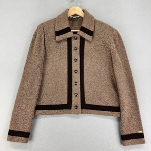 Chaqueta Suéter Deportiva St. John Para Mujer M Marrón Tostado Botón Delantero Lana - Imagen 1 de 9