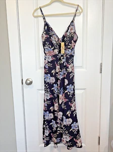 Love Squared Dress NWT Women’s Medium Hi-Lo Sleeveless Black Floral Cottagecore - Picture 1 of 7