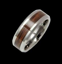 Size 9 x 8mm WOOD INLAY TUNGSTEN CARBIDE Beveled COMFORT FIT BAND. NEW!