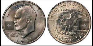 1971-D  EISENHOWER DOLLAR  PCGS MS66 Toner True View Blue In Color Light rainbow - Picture 1 of 3