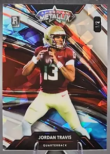 Jordan Travis 1/2 2023 Wild Cart Metallix Rookie RC Cracked Ice NY Jets SSP - Picture 1 of 2