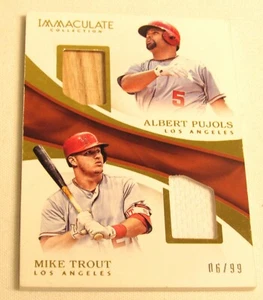 ALBERT PUJOLS + MIKE TROUT 2017 Panini Immaculate Dual Patch #IDP-PT 06/99 - Picture 1 of 6
