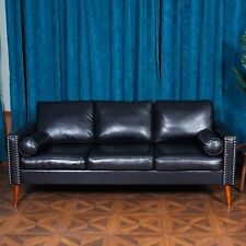 CONSDAN Leather Couch, 77-1/4" Sofa with Soft High-Resilience Cushion