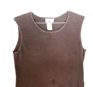 Talbot's Rib Knit Tank Top/Shell Womens Size L Brown Stretch Scoop Neck Layer - Picture 1 of 10