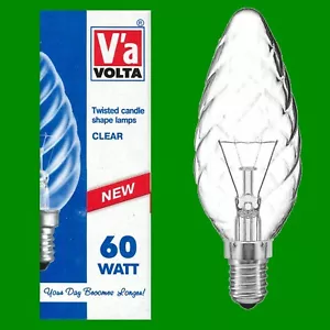 6x 60W Volta Clear Twisted Candle SES E14 Small Edison Screw Light Bulb Lamp - Picture 1 of 1