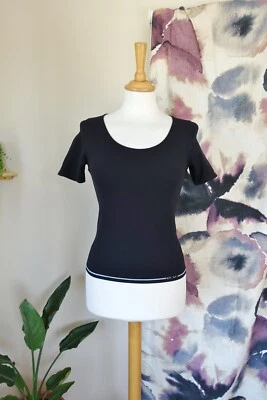 BNWT OCCHI VERDI by LA PERLA Camiseta Top Negra Calce Elástico Talla XS Foto 1 de 4