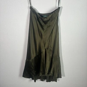 Lauren Ralph Lauren Green Silk Satin Lined Skirt Side Zip Women's 10 - Picture 1 of 8