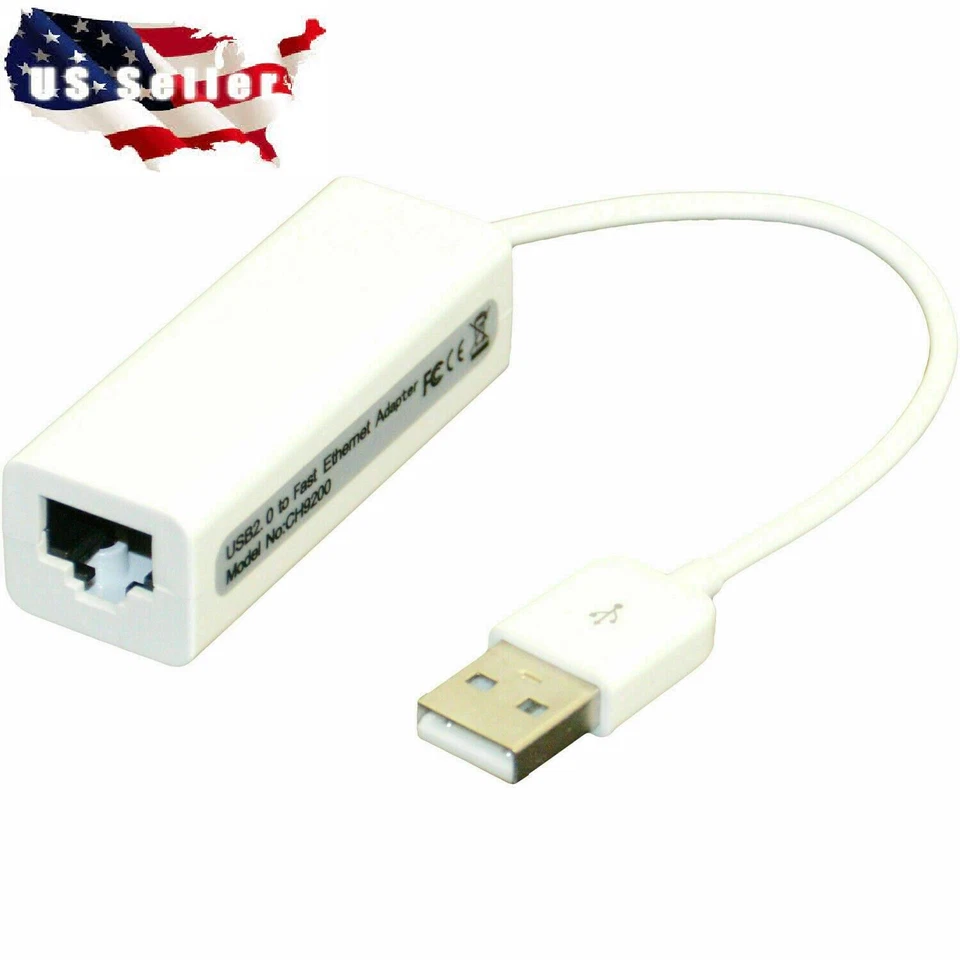 USB 2.0 to Ethernet 10/100 RJ45 Network LAN Adapter for Windows 7/8/10/Vista/XP  - Image 1 of 1